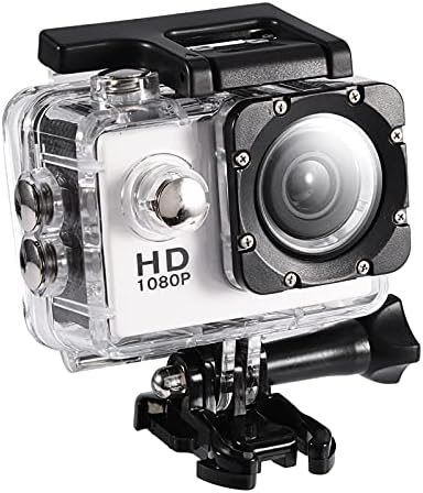 KAKAKE Action Camera, 12MP 1080P Full HD Waterproof Outdoor Cycling Sports Mini DV Action Camera Camcorder with 900mAh Rechargeable Batteries and Mounting Accessories Kits(White)