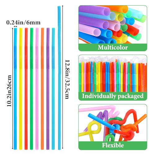 Sibba Pitillos Flexibles Desechables Multicolor 100 pcs miniatura 2