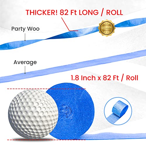 Image of PartyWoo Patriotic Red White and Blue Crepe Paper Streamers 6pcs 492ft Pack of Red White Blue Silver Crepe Paper Streamers for Independence Day 4th of July Memorial Day USA Theme Party Decorations