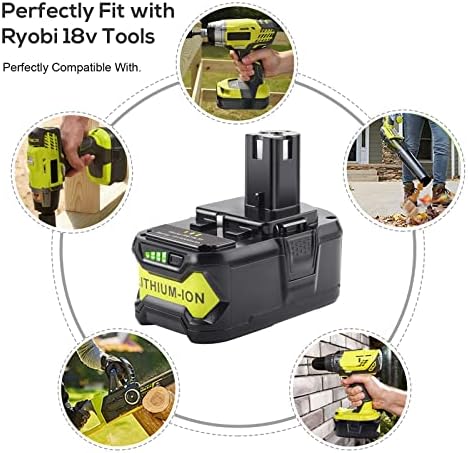 LabTEC 18V Battery Replacement for Ryobi 2 Packs RB18L50 5000mAh Lithium Battery for BPL-1815 BPL-1820G BPL1820 BPL18151 P102 P103 Cordless Power Tool with Indicator Light