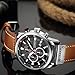 CURREN Mens Water Resistant Sport Chronograph Watches Military Multifunction Leather Quartz Wrist Watches (Silver black)