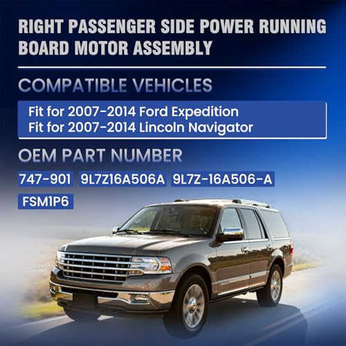 Front Right Passenger Side Power Running Board Motor Assembly Compatible with 2007-2014 Ford Expedition Lincoln Navigator 119.0 Inch Wheelbase Replace 9L7Z16A506A FSM1P6 by TECTRONIX - Used condition - Image 2