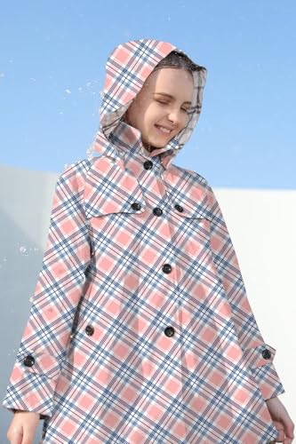 Image of Cromoncent Girl's Rain Jackets Waterproof Hoodie Trench Coat Cute Dress Coat Outerwear, 3-12 Years