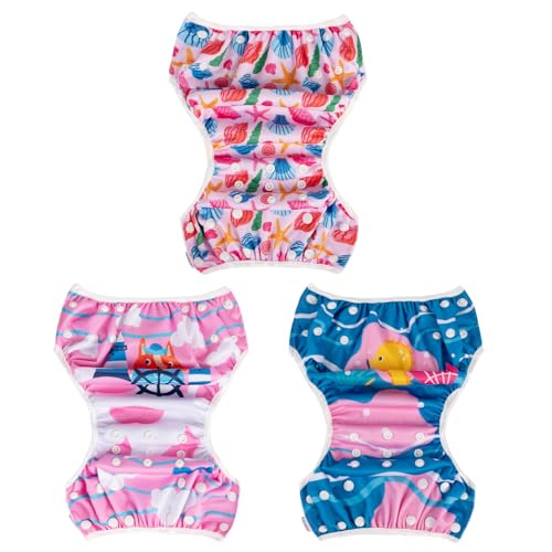 Image of ALVABABY 3pcs Baby Swim Diapers with 1pcs Wet Bag Reuseable Washable & Adjustable for Swimming Lesson & Baby Boy and Girl 3YKL07