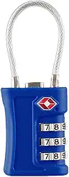 Cadeado TSA com Cabo de Aço, Senha Ajustável 3 Dígitos, Seguro para Mala, Mochila, Bagagem, Viagem e Aeroporto, Cadeado Antifurto, Preto Resistente (Azul)
