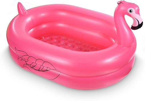 Kiddie Pool, Inflatable Pool, Flamingo Swimming Pool with Inflatable Soft Floor for Outdoor, Indoor, Backyard 60 in