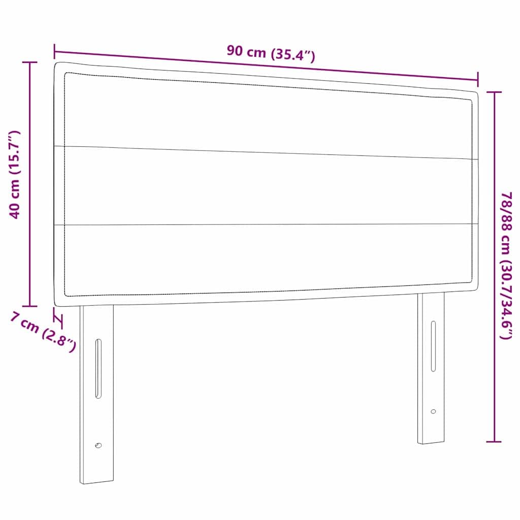 vidaXL Wezgłowie LED z paskami LED Ciemnoszary 90 cm tkanina | Smukłe linie, które nadają elegancki klimat Twojej sypialni, Tworzy nastrój z ciepłym, regulowanym światłem,
