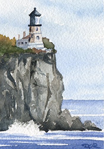 DJ Rogers Split Rock Lighthouse Watercolor Print