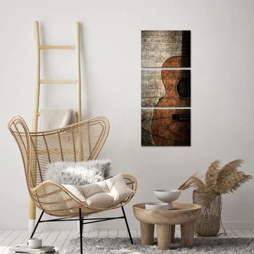Yeilnm 3 Piece Acoustic Guitar Canvas Prints Music Wall Art Retro Guitar Picture Painting Vintage Artwork Home Office Living Room Bedroom Decor Stretched And Framed Ready To Hang #TOP1