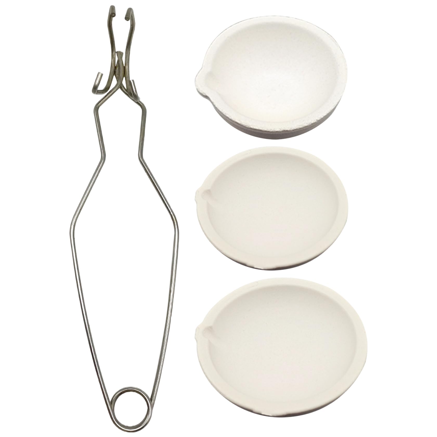 Tiegel zum Schmelzen von Metall, 4-teilig/Set, Tiegelzange und 3 Tiegel, hitzebeständiges Metallguss-Set, Keramik-Tiegelschale, Schüssel, Tasse für Metallguss-Set, Tiegel, Metallguss-Set, Tiegelzange,
