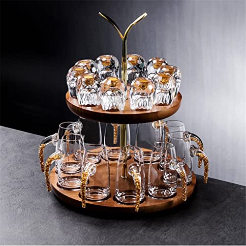 Dntum High-end Gold Foil Crystal Liquor Spirit Glass Dispenser Bar Small Wine Glass Set Whiskey Vodka Glass Family Party Wine Set Gift,Gold-One Size