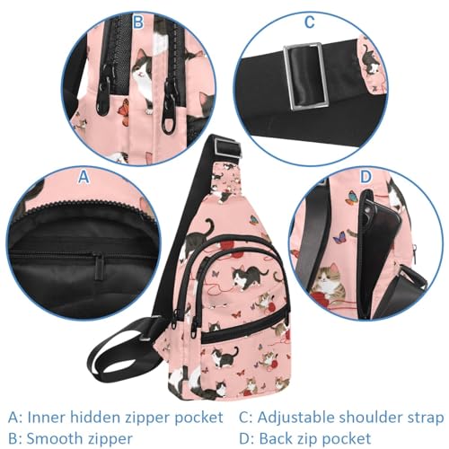 Sac à dos à bandoulière polyvalent pour entraînement et voyage avec sac banane motif chats - 2