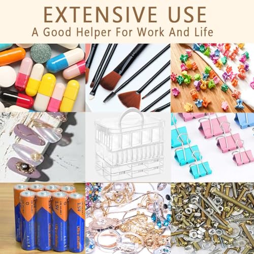 Image of 91pcs Bead storage container, 3-Tier bead organizer boxes and craft storage boxes,Bead storage Stackable portable box,DIY Jewelry Craft Nails, Bracelets, Jewelry, Diamonds, Pens, (3 Tier)