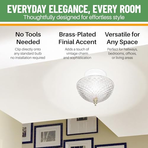 Image of Evelots Clip-On Light Shade for Ceiling Bulb or Lamp - 2 Pack Antique Diamond Cut Acrylic - Easy Install Decorative Lamp & Lighting Cover