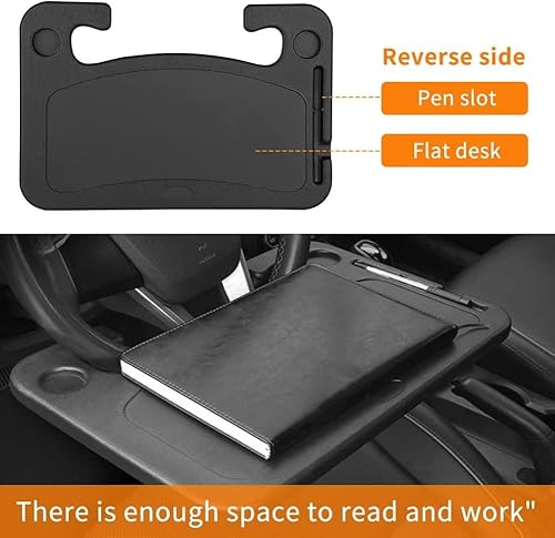 Miniatura 5 de Escritorio para volante de automóvil  Mesa de bandeja de automóvil para comer y almacenar laptop, accesorios de automóvil de viaje que se adaptan a