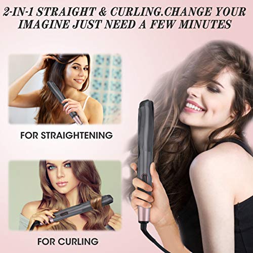 8 Sets LIUMY Professional Salon Hair Straightener and Curler 2 in 1, Tourmaline Ceramic Twisted Flat Iron, with LCD Digital Display, Adjustable Temp and Auto Shut-Off, Suitable for All Hair Quality.