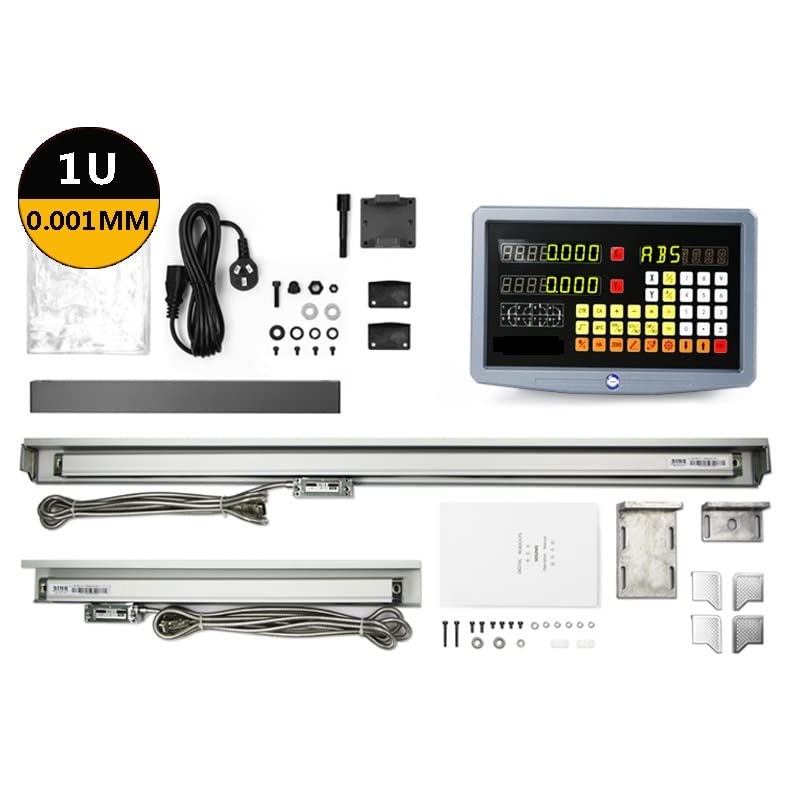 DISIROU Linear Scale Encoder, 0.001mm 2 Axis Set Digital Readou Kit with 2PCS Linear Scale 1?m Length 120mm to 1020mm for Lathe Mill CNC Machine for Lathe Milling