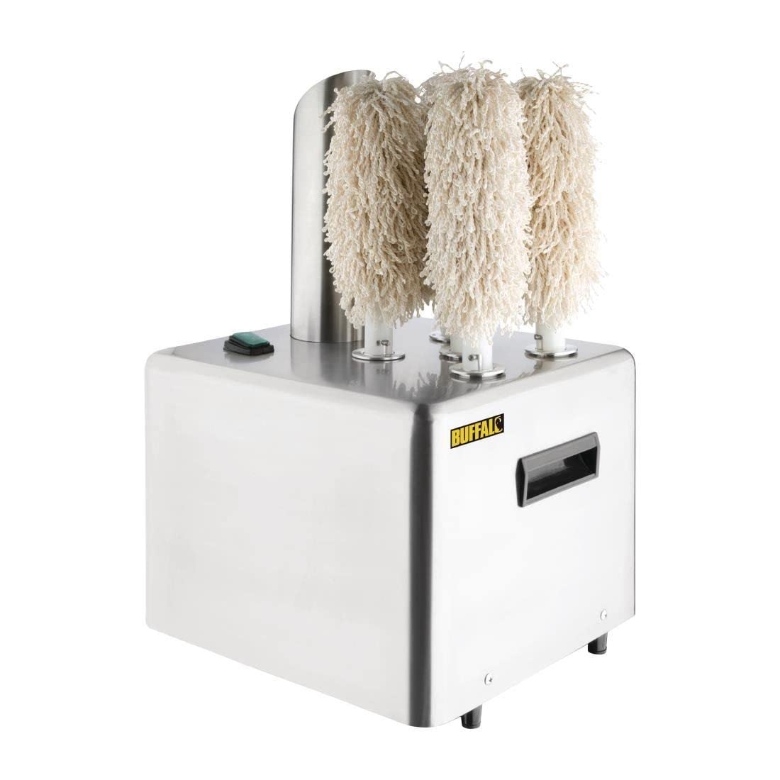 Buffalo Polisseur à Verres Professionnel 1200-1500W, Acier Inoxydable, 5 brosses rotatives, Aucun Liquide requis, Usage Professionnel et Domestique, FA118