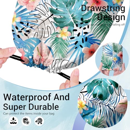 Image of Gymnastics Grip Bag Tropical Leaf Floral Sports Gymnastics Drawstring Bag