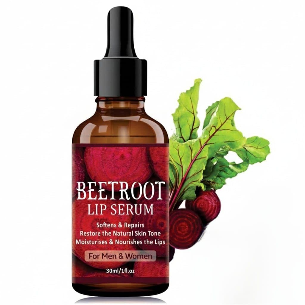 Organic Beetroot Brightening Lip Serum for Lip Lightening & for Dry Lips, 30ml, 1.01 Fl Oz