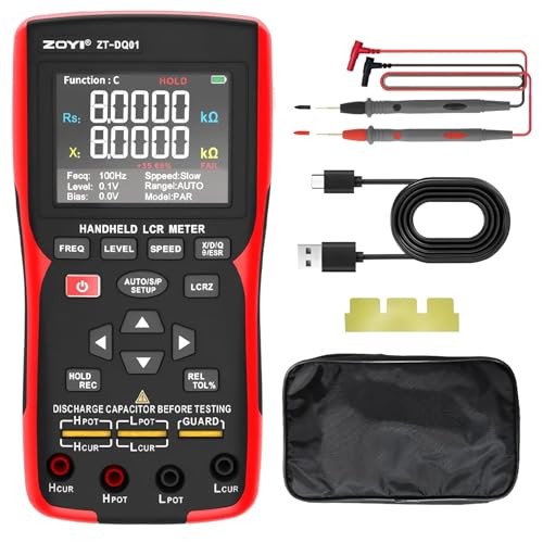 Image of SKYKING LCR-Q Digital Bridge Tester Meter - Portable Handheld L /C /R /Z LCR Meter, Auto Component ID, 100 Hz-100 kHz Test Frequencies, 0.3% Accuracy, TFT Display, USB-C Charging
