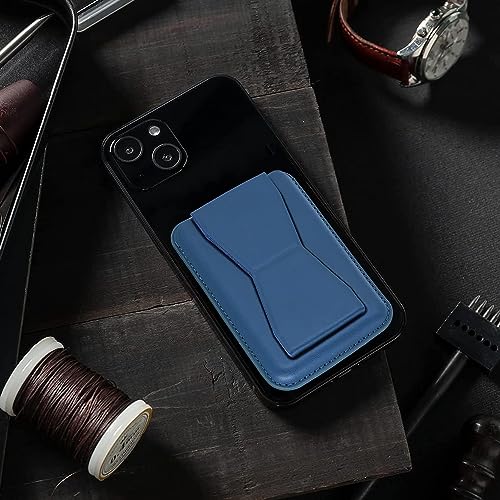 Image of ClickCase MagSafe Wallet for iPhone 14 /13 /12 Series, Adjustable Stand, Card Holder, Vegan Leather (Blue)