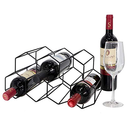 Tabletop Hexagon Wine Rack - 9 Bottle Wine Holder for Wine Storage