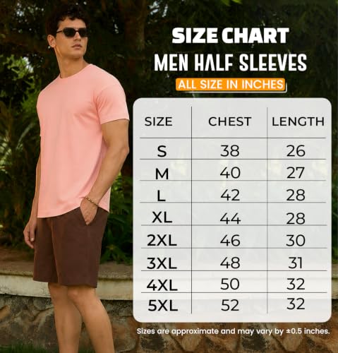 Image of Sleepynuts Men's Everyday Wear Crew Neck Regular Fit T-Shirt | Half Sleeve Solid Plain Casual T-Shirt for Men | Soft Breathable Fabric |