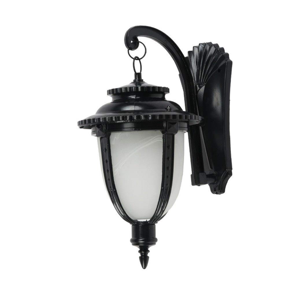 VDOQTLJT European Antique Metal Outdoor Wall Lamp Antirust Rainproof Die Casting Aluminum Seed Water Grain Frosted Glass Lantern External Garden Gate Landscape Light Balcony Sconce