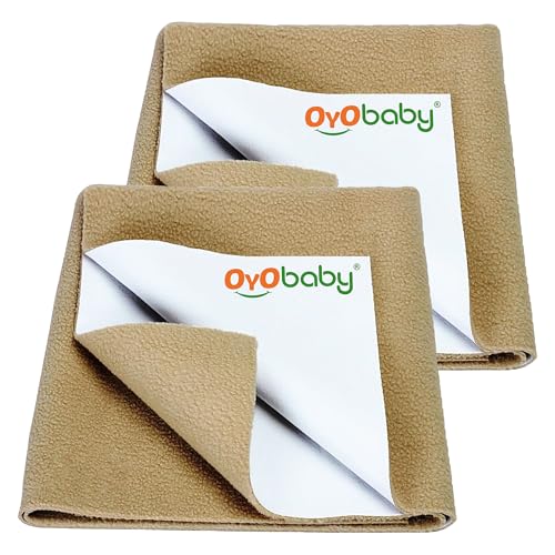 Image of OYO BABY - Waterproof Mattress Protector Sheet | Dry Sheet for Kids and Adults - Kids Waterproof Dry Sheet Cotton Bed Protector (Baby Bed Protector Medium Size - 100cm x 70cm - (Pack of 2), Maroon)