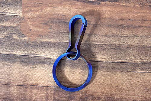 TIKING Titanium TC4 Ti Snaplock Quickdraw Buckle Carabiner Clip Outdoor Tool Quick Release Keychain (Blue, S(37mm)+25mm Keyring)