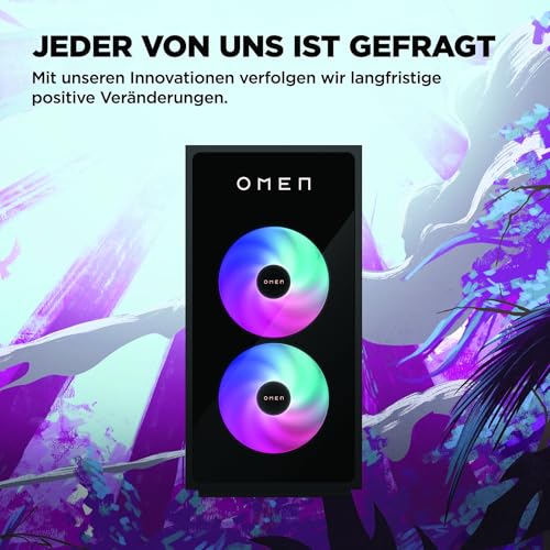 HP Omen GT16-0274ng 35L Gaming Desktop PC, AMD Ryzen 7 8700F, 32 GB DDR5-SDRAM, 1 TB SSD, NVIDIA GeForce RTX 5070, Tower PC, Windows 11 Home, Schwarzes Metall mit Glas Blende
