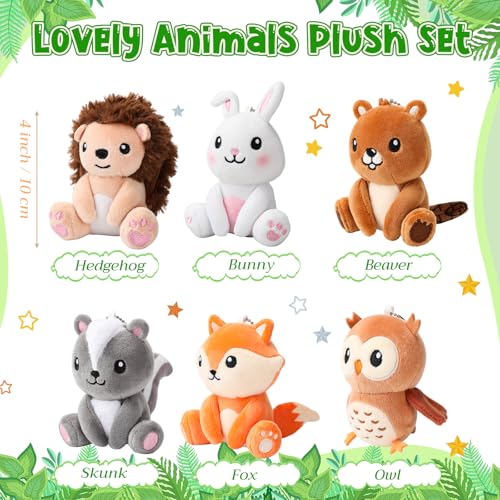 Image of Aoriher 6 Pcs Mini Woodland Stuffed Animals 4 Inch Plush Set,Creative