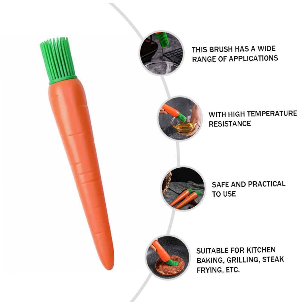 CATIEBYE Carrot Pastry Brush Basting Brush for Baking Grilling and Bbq Tool for Oil Sauce and Marinade Application