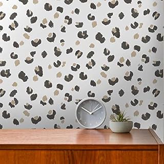 World of Wallpaper Leopard Spot Print Wallpaper White, Gold and Black with Metallic Elements WOW039