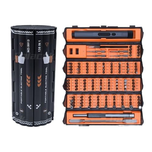 Juego de destornillador eléctrico 138 en 1 naranja