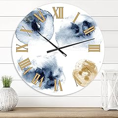 Design Q Modern Wall Clock 'Abstract of Dark Blue and Gold Cloud' Abstract & Fractals Large Wall photo Design Q Modern Wall Clock 'Abstract of Dark Blue and Gold Cloud' Abstract & Fractals Large Wall