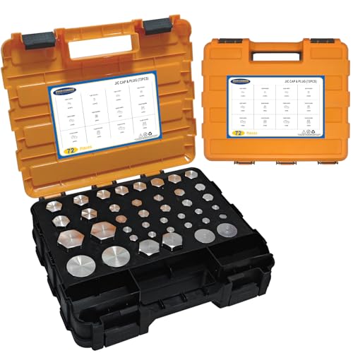 Image of 72 PCS JIC Master Industrial Hydraulic Cap and Plug, Hose Tube and Pipe Fitting Kit Cap and Plug Kit, Precision Threading in 37 Dash Sizes 4 6 8 10 12 16