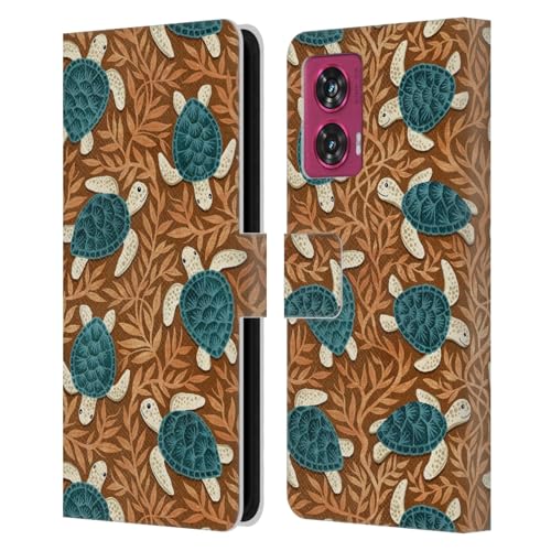 Head Case Designs Officially Licensed Micklyn Le Feuvre Tiny Turtle Treasures Flora and Fauna Leather Book Wallet Case Cover Compatible with Motorola Edge 50 Fusion