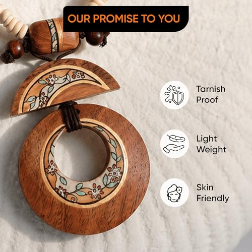 Image of AAKRITI ART CREATIONS Boho & Tribal Handcrafted Necklace Collection | Jute, Wooden & Brass Pendant Designs | Ethnic Collar, Loop & Statement Jewelry for Women | Artisan Festival & Everyday Wear