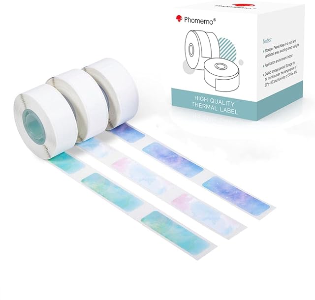 Phomemo Q30 Q30S Q31 Q32 Label,3 Rolls Pattern self-Adhesive Thermal Label,12mm × 40mm, Compatible with Phomemo Q30/Q30S/Q31/Q32 Label Maker,Suitable for School,Home,160pcs/Roll,Starry Sky Pattern