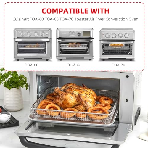 Image of 3PCS Baking Set for Cuisinart TOA-60 /65 /70 Air Fryer Oven, Basket Pan | Air Fryer Toaster Oven,Air Fryer Basket Pan Rack for Oven Air Fryer Accessories,Dishwasher Safe