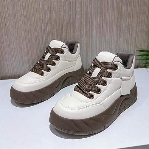 Women's Genuine Leather Platform Heighten Fashion Sneaker Retro Round-Toe Lace Up Lightweight Comfort Casual Walking Shoes4