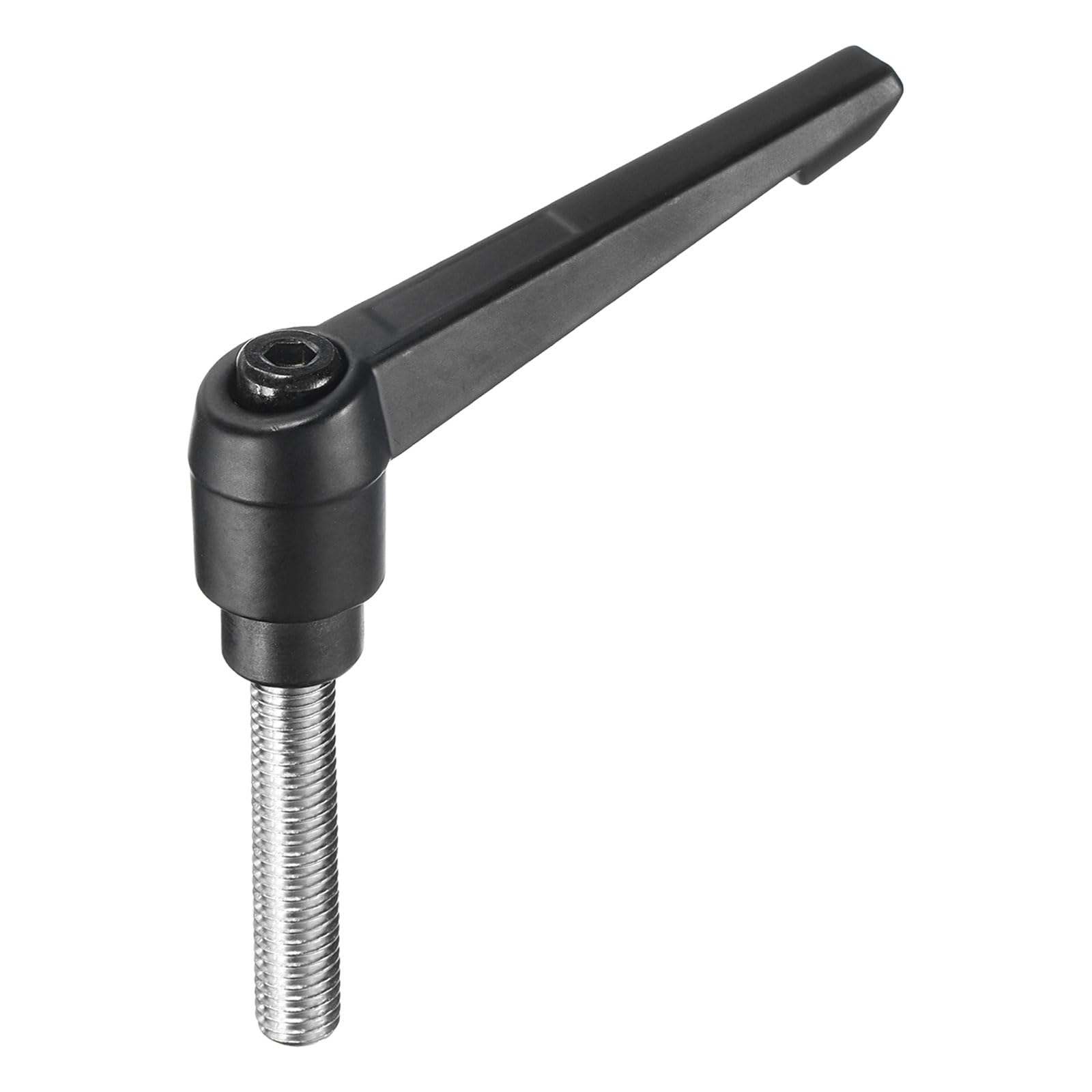 uxcell Adjustable Clamping Lever Handle M10 x 45mm Metric 304 Stainless Steel Male Threaded Stud Hand Knobs Push Button Ratchet Rotating Screw Handles Bolts with Locking Lever Black