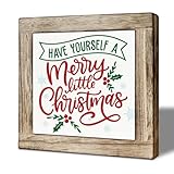 Merry Christmas Wooden Decor Sign, Have Yourself a Merry Christmas, Rustic Wooden Tabletop Decor, Farmhouse Xmas Party Desk Decoration, Blessing Quotes Tabletop Sign, Xmas Gift for Friends