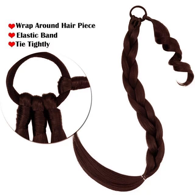 Miniatura 5 de Extensión de cola de caballo larga trenzada (30 pulgadas (paquete de 1), marrón chocolate oscuro