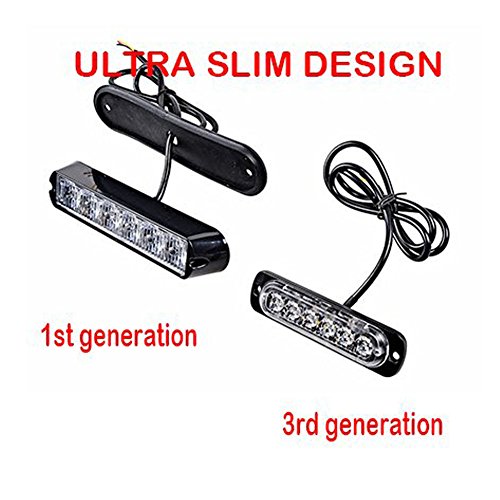 image for XT AUTO 4pcs Universal 12V-24V Super Bright Amber/White 18W 6-LED Warn