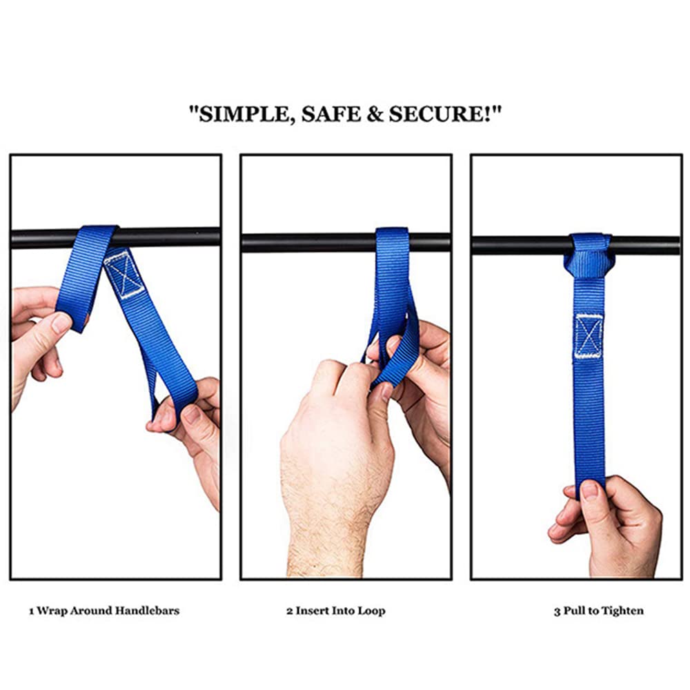 4 x correas de amarre de lazo suave, 2,5 x 40 cm, correas de carga de nylon de alta resistencia, 800 kg de carga para ATV, UTV, motos, scooters, camping, escalada, colgar [azul]