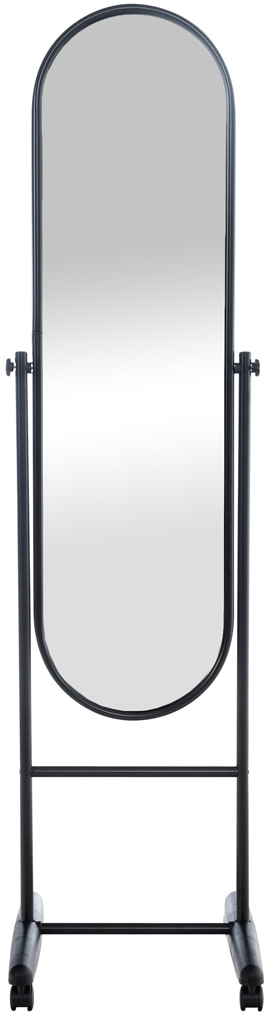 CLP Standspiegel Nane Oval I Stehspiegel 155x40 cm I Für Wohnzimmer Oder Schlafzimmer I Neigbar, 360° Drehbar I Ganzkörperspiegel Mit Rollen, Farbe:schwarz