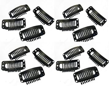 BOXO Set of 12 Hair Wig Clips, Hair Extension Clips, Hair Patch Clips For Men And Women 15 gm Black Pack of 1